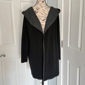 BNCI Blanc Noir Gray Wool Blend Hooded Cardigan Sz S